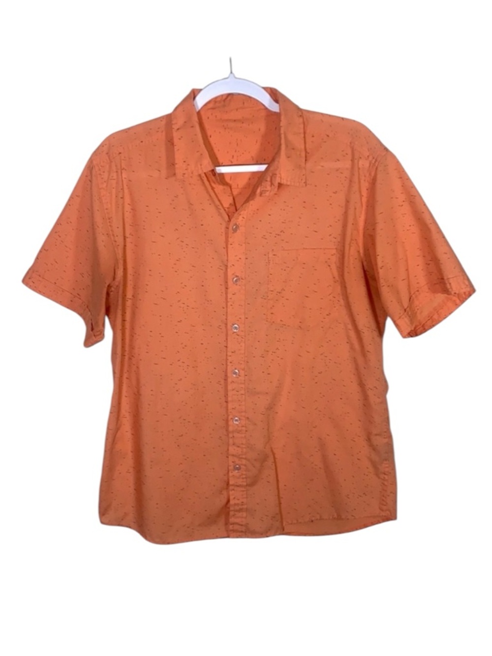 Peach Floral Graphic Button Up Shirt Short Sleeve Collared Summer Top No Size